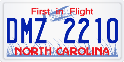 NC license plate DMZ2210