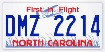 NC license plate DMZ2214