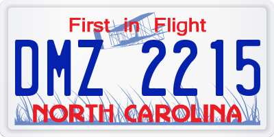 NC license plate DMZ2215