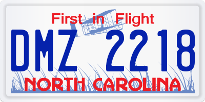 NC license plate DMZ2218