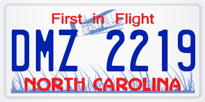 NC license plate DMZ2219