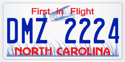 NC license plate DMZ2224