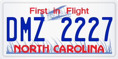 NC license plate DMZ2227