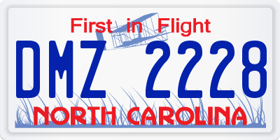 NC license plate DMZ2228