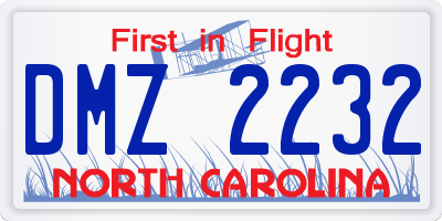 NC license plate DMZ2232