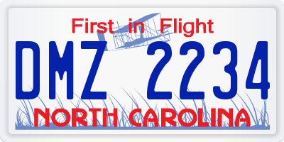 NC license plate DMZ2234