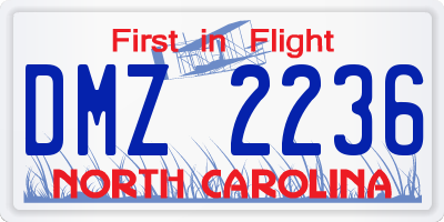 NC license plate DMZ2236