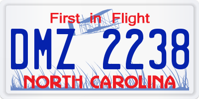 NC license plate DMZ2238