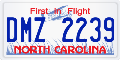 NC license plate DMZ2239