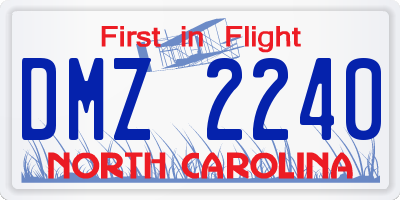 NC license plate DMZ2240