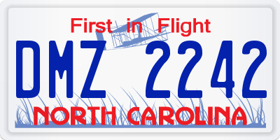 NC license plate DMZ2242