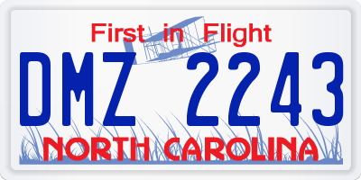 NC license plate DMZ2243