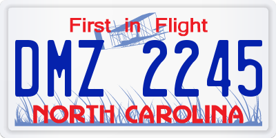 NC license plate DMZ2245