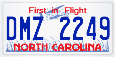 NC license plate DMZ2249