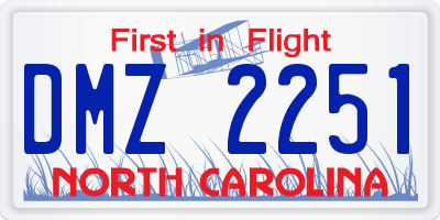 NC license plate DMZ2251