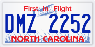 NC license plate DMZ2252