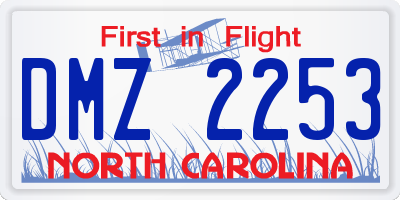 NC license plate DMZ2253