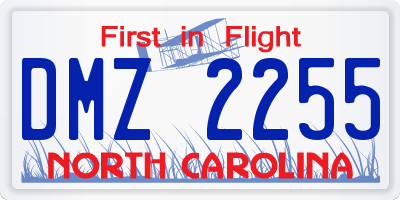 NC license plate DMZ2255