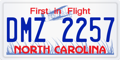 NC license plate DMZ2257