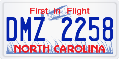 NC license plate DMZ2258