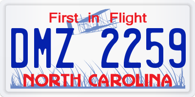 NC license plate DMZ2259