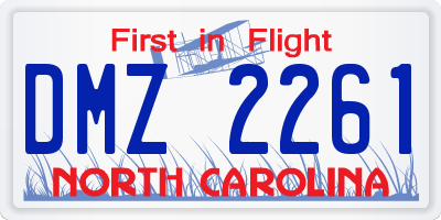 NC license plate DMZ2261