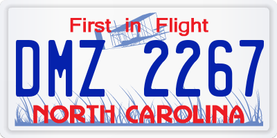 NC license plate DMZ2267