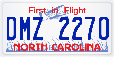 NC license plate DMZ2270