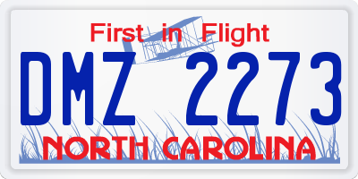 NC license plate DMZ2273