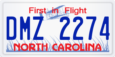 NC license plate DMZ2274