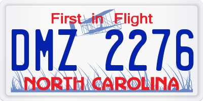 NC license plate DMZ2276