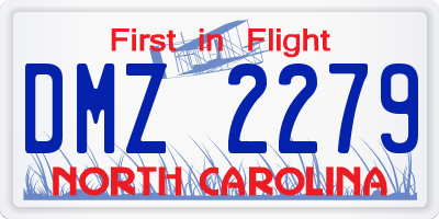 NC license plate DMZ2279