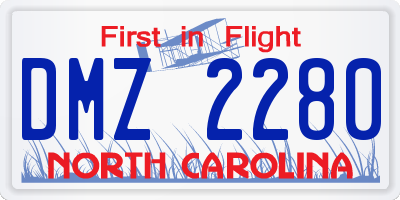 NC license plate DMZ2280