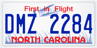 NC license plate DMZ2284