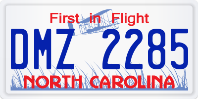 NC license plate DMZ2285