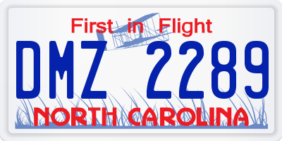 NC license plate DMZ2289