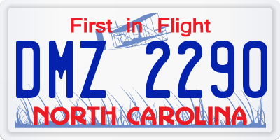 NC license plate DMZ2290