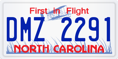 NC license plate DMZ2291