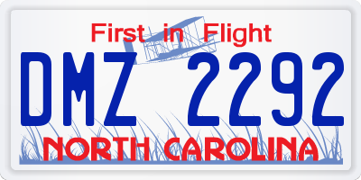 NC license plate DMZ2292