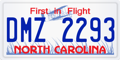 NC license plate DMZ2293