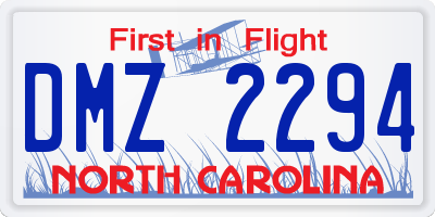 NC license plate DMZ2294