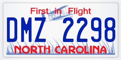 NC license plate DMZ2298