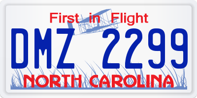 NC license plate DMZ2299