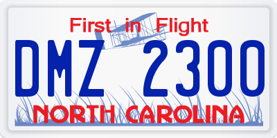 NC license plate DMZ2300