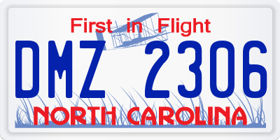 NC license plate DMZ2306