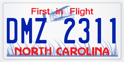 NC license plate DMZ2311