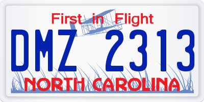 NC license plate DMZ2313