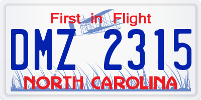 NC license plate DMZ2315