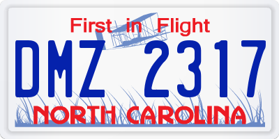 NC license plate DMZ2317