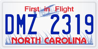 NC license plate DMZ2319